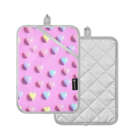

2 Pcs Pot Holders Sets Oven Mitts Square Potholders Oven Hot Pads Heat Resistant for Kitchen Cooking Baking 7 x9.8 Colorful Little Love Heart