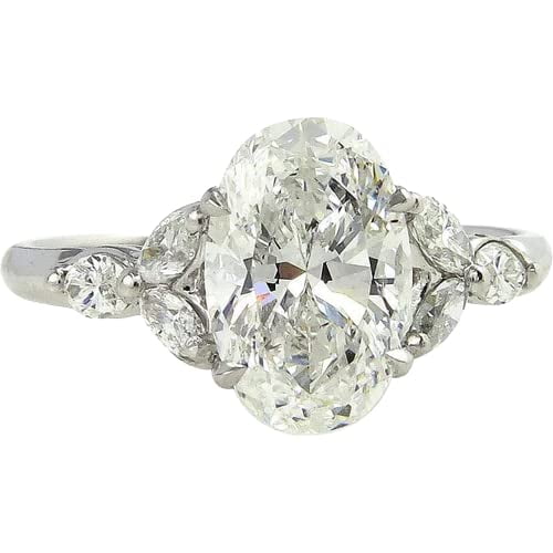 HeartsAndYou 4ct Oval Cut Moissanite Marquise Halo Solitaire Engagement Ring for Women 18k White Gold over Silver