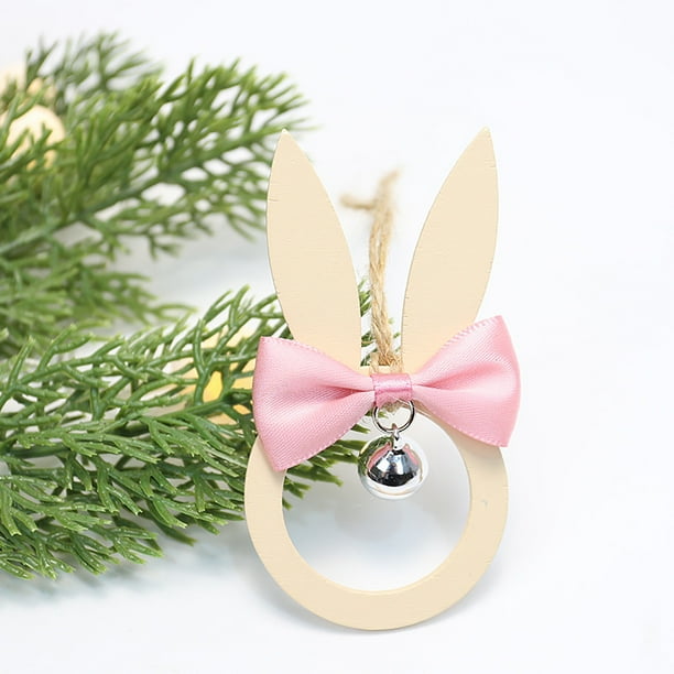 Decoraciones de Pascua, Adornos de Pascua, Regalos de Pascua, Decoraciones de Pascua, Lazos, Campanas y Colgantes de Madera, Colgantes de Conejo de Madera