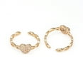 thumbnail image 2 of 5pcs Adjustable Brass Micro Pave Clear Cubic Zirconia Cuff Rings Open Rings for Valentine's Day Long-Lasting Plated Heart Golden 17mm, 2 of 2