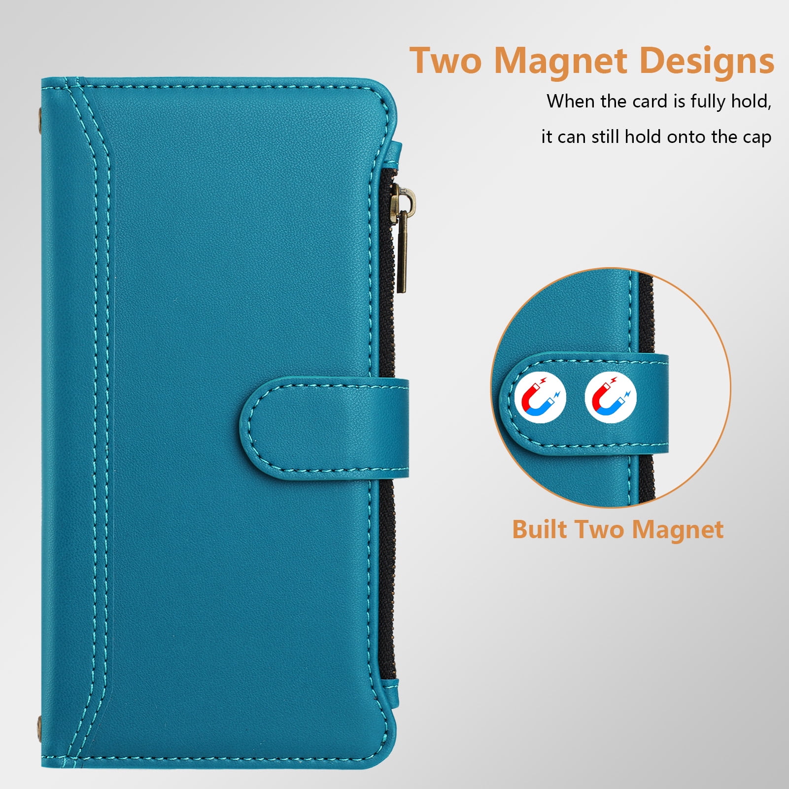 Case for TCL K23 Classic Leather Phone Case with Detachable Wrist Strap Zipper Pocket Card Holder Kickstand Support Wireless Charging Shockproof Cover