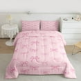 thumbnail image 3 of Feelyou Pink Polkadot Ribbon Bedding Comforter Set, Kawaii Cartoon Bow-tie Twin Comforter Sets, Cute Princess Bow Reversible Bedding Set, Microfiber Bedroom Decor, 2pcs, 3 of 9