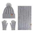 thumbnail image 4 of Sales Today Winter Beanie Hat Scarf Gloves Headband Set GIJNRIUIUA Under $15 Women's Winter Solid Color Warm Cycling Ear Knitted Hat Scarf Glove 3 Piece Set Gray, 4 of 4