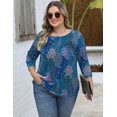 thumbnail image 2 of Top tipo túnica TFSDOD, talla grande, manga 3/4, cuello redondo para mujer, 2 of 6