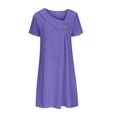 thumbnail image 4 of Vivianyo HD Long Sleeve Dress for Women Women's Fashion Solid Color Short Sleeve Round-Neck Mid-Calf Dress, 4 of 6