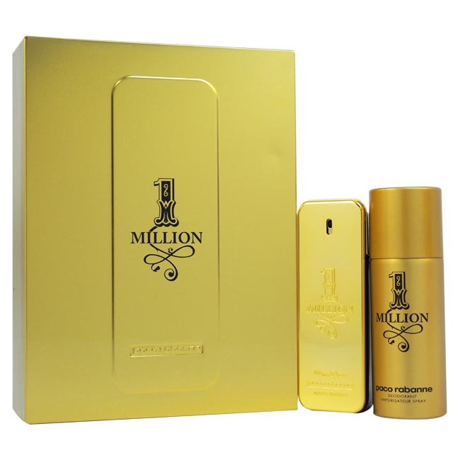 1 Million by Paco Rabanne for Men 2 Pc Gift Set 3.4oz EDT Spray, 5.1oz Deodorant Spray