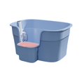 thumbnail image 4 of Pet Litter Tray Semi Enclosed Cat Litter Box Splashproof High Sided Large Kitten Blue, 4 of 9