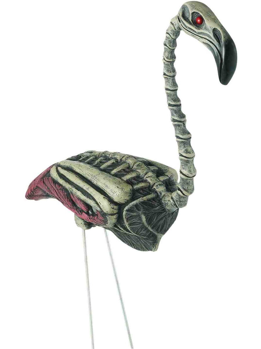 Pack Of 2 Zombie Skeleton Flamingo Yard Ornaments With Stakes 