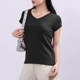 thumbnail image 5 of VgaVtl T-Shirts Womens Plus Size Short Sleeve V-Neck Cotton Tops for Women Plus Size Stretch Plain Layering Slim Shirts,Black M, 5 of 6