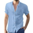 thumbnail image 1 of Camisas Para Hombre Manga Larga Camisas de blusa para Man Pocket Street Casual Loose Tops (Blue, M), 1 of 6