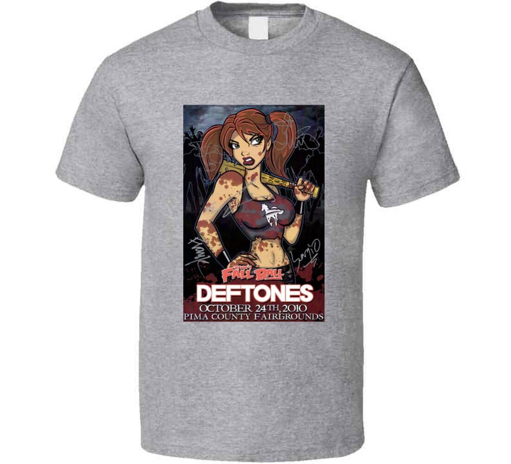 Deftones Deftoons Cartoon Rock Band Live Concert Fall Ball Signed T Shirt 