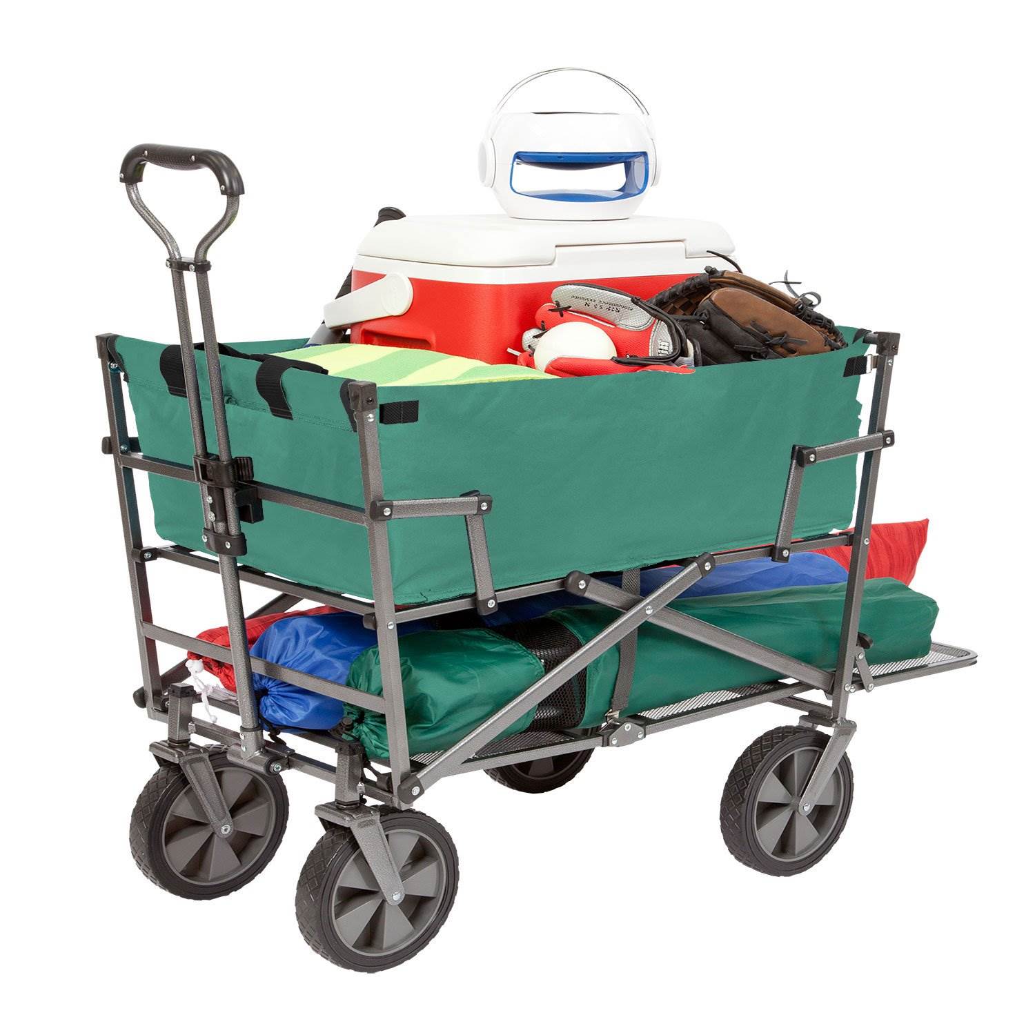 Mac Sports Heavy Duty Steel Double Decker Collapsible Yard Cart Wagon