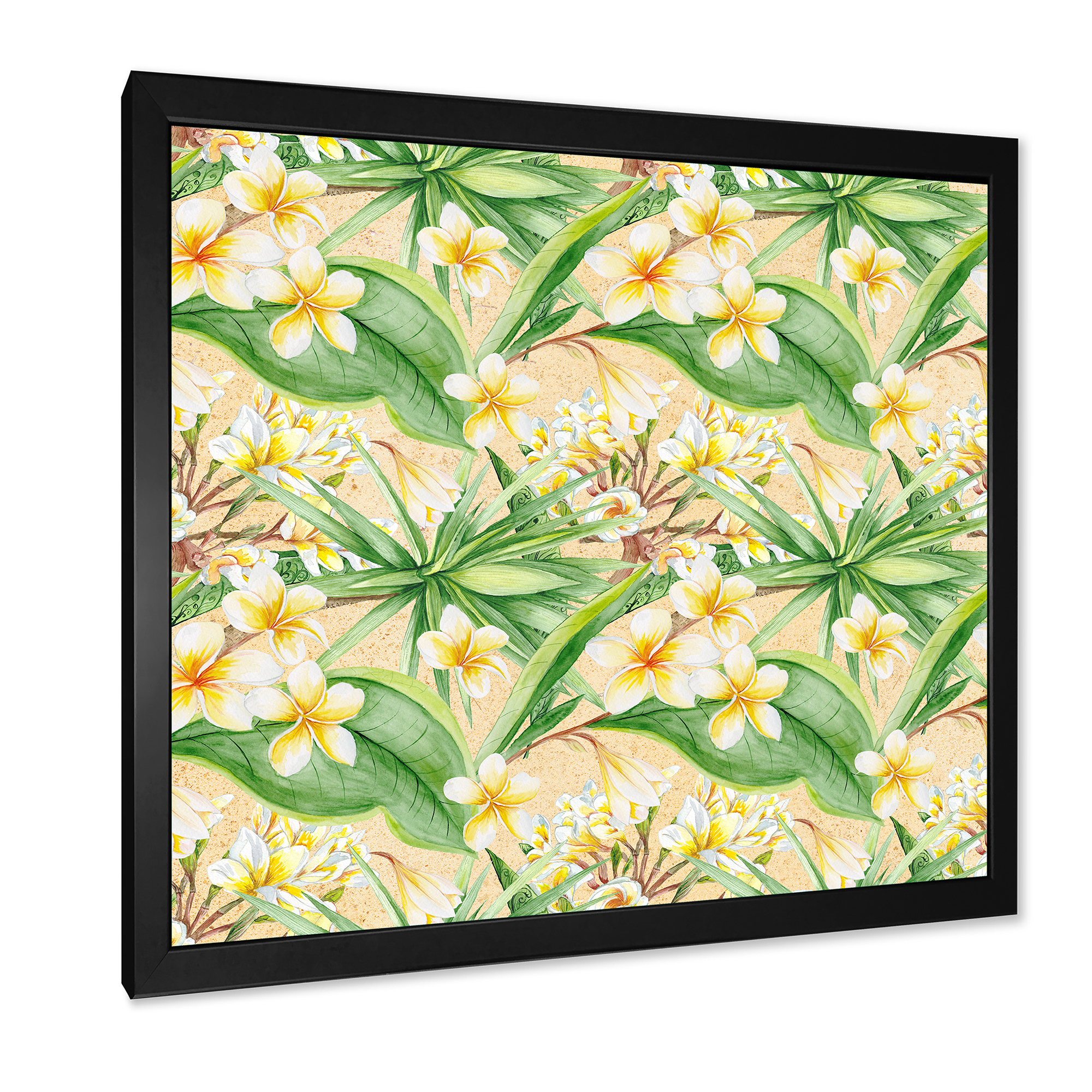 Designart 'Yellow Flowers and Tropical Foliage XIII' Modern Framed Art Print