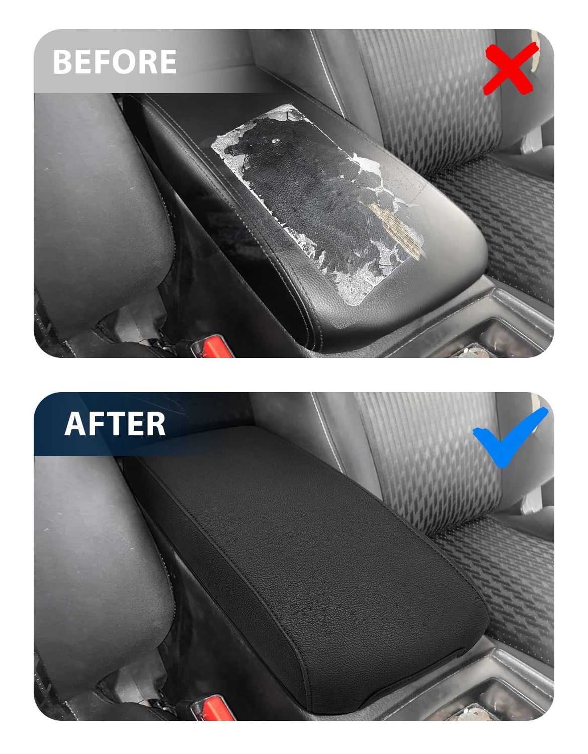 KBH Center Console Cover for 2013-2018 Nissan Altima Accessories Interior, Middle Console Lid Armrest Cover for Nissan Maxima 2009-2014, Black Leather Car Cushion Protector Pad