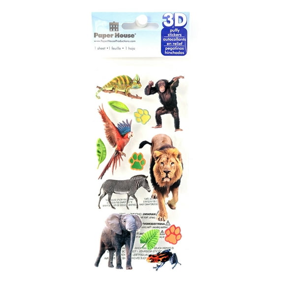 3D Puffy Stickers zoo (pack of 6)