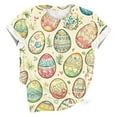 thumbnail image 4 of Ounisa T-Shirts à Manches Courtes pour Femmes Col Rond Lapin de Pâques Imprimé Mélange de Coton Coupe Ample 2026 Printemps Été Vacances Décontracté Confortable Tendance Grande Taille T-Shirts P-2TG, 4 of 5