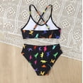 thumbnail image 5 of HAOTAGS Girls Two Piece Swimsuit Set,Halter Strapsswimsuit Quick Dry Printed Comfort Swim Suit Black 10, 5 of 9