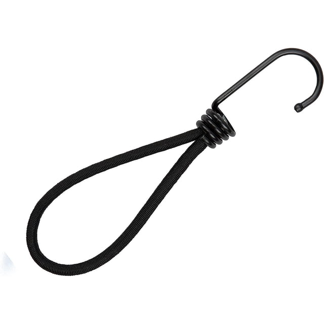 25 Tensor elástico de goma profesional con gancho (Negro 150 mm) para lonas, carteles, redes tensoras de lonas,