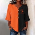 thumbnail image 4 of Hvogkswy Halloween Shirts for Women Button Print 3/4 Sleeve Henley Shirts Loose Comfy Holiday Party Casual Shirt, Gifts for Women, 4 of 5