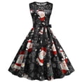thumbnail image 2 of Moda mujer encaje una línea Flare vestido Vintage Prom Swing sin mangas estampado Navidad vestido de fiesta de Navidad Pompotops ghjkhdj1047, 2 of 9