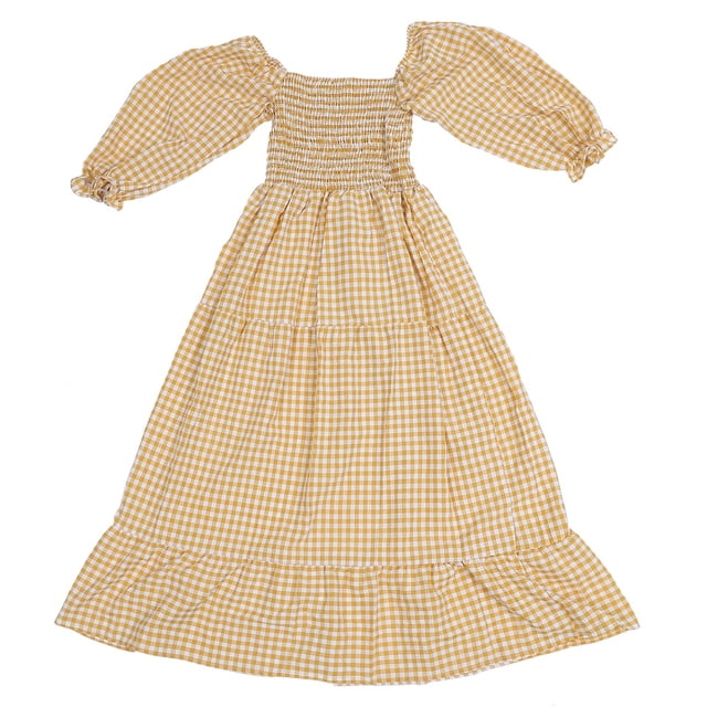 1 pieza de vestido a cuadros para mujer, vestido de cuello cuadrado, vestido de verano, vestido de cintura elástica HOMEMAXS MX11625445