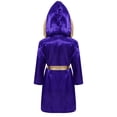 thumbnail image 2 of Alvivi Enfants Garçons Robe de Boxe Art Martial Muay Thaï Uniforme Manches Longues Kick Boxe Robe à Capuche Ensembles Violet 6, 2 of 7