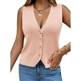 thumbnail image 2 of Sleeveless Sweater Women's Fashion Casual Loose Spring Summer Waistcoat V Neck Button Knit Vest, 2 of 6