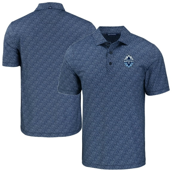 Men's-Cutter & Buck  Navy Vancouver Whitecaps FC Pike Eco Pebble Print Stretch Recycled Polo