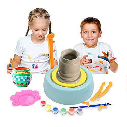 Educational Toy for Kids Beginners Artist Studio Pottery Wheel Ceramic Machine with Clay Craft Kit Pottery Studio
