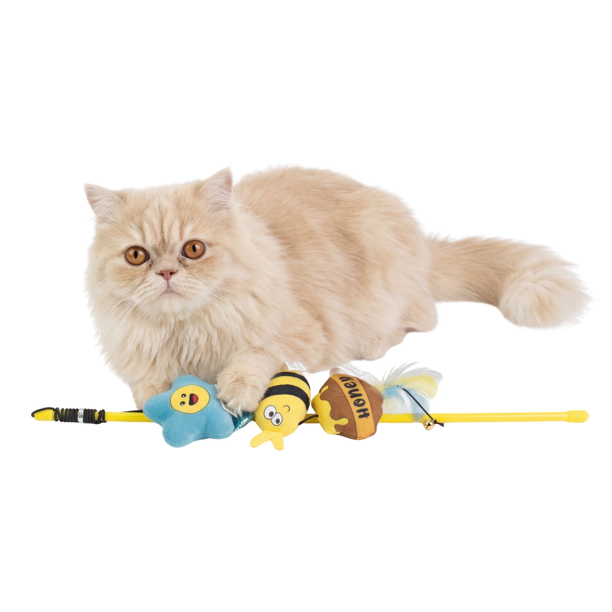 One Paw, Jouet Dangleur au Miel, Lot de 3, Canne et Jouets en Peluche pour Chat