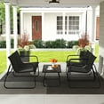 thumbnail image 4 of Topbuy 8 Piece Outdoor Furniture Set Patio Metal Conversation Chair & Coffee Table w/ Mesh Seat Fabric & Tempered Glass Tabletop, 4 of 9