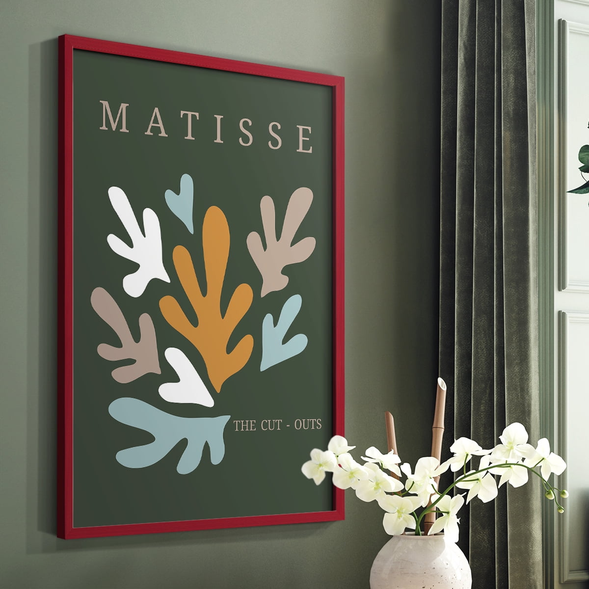 Matisse CDIII in Red Solid Wood Framed Print No Nail Hanging