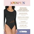 thumbnail image 7 of Joyspun Women's Seamless Scoop Neck Thong Bodysuit with Long Sleeves, Sizes XS-3XL, 7 of 7