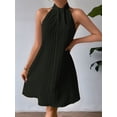 thumbnail image 5 of Women'S Pearl Beaded Halter Twist Sleeveless Pleats Dress A Line Short Dress, 5 of 8