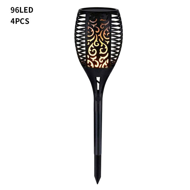 Luz de llama de jardín LED de energía solar Lámpara de antorcha de césped Luz de decoración de camino de patio impermeable, 96 LED, 4 piezas AweSitey HA005194-06B