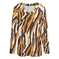 thumbnail image 4 of LYWC Warm Tiger Stripe - 1256 Long Sleeve Shirts For Women Oversized Tshirts Tops Tees Fall T-Shirts V Neck, 4 of 7