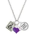 thumbnail image 1 of Delight Jewelry Silvertone Pebble Border Initial - & - Purple Heart Nurse Strong Zoe Necklace, 1 of 4
