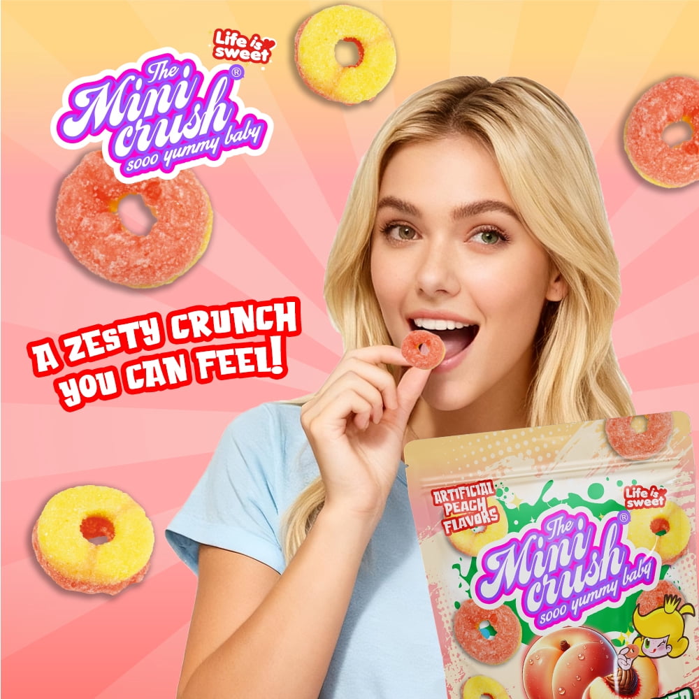 Freeze Dried Peach Ring Candy (2 pack)-healthy snacks, delicious and crunchy fruit candies, perfect for small snacks anytime and anywhere, sweet snacks, Delicious choice for grape lovers