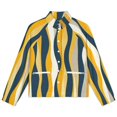 thumbnail image 4 of Jackets for Women Winter Coat Jackets Flannel Stand Collar Jacket(Abstract Wavy Yellow Navy Lines,Size:S-4XL), 4 of 7