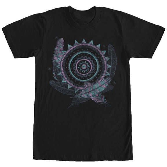Men's Lost Gods Feather Circle  Graphic Tee Black X Large