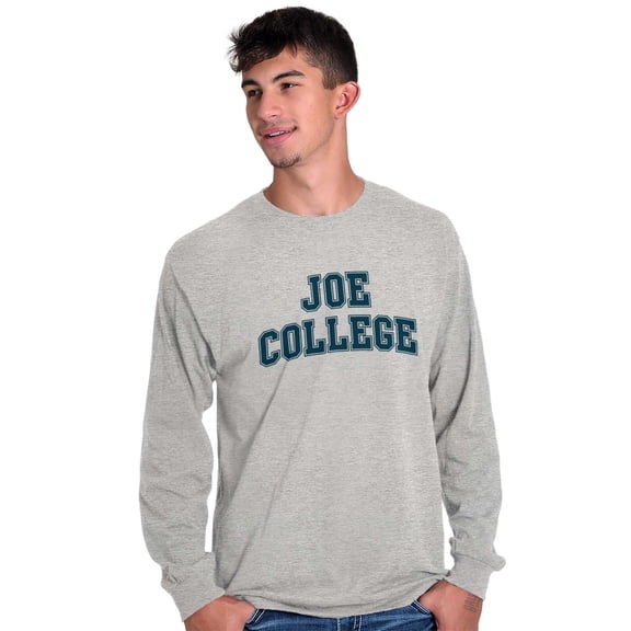 Joe College Student Drinking Party Men's Big & Tall Long Sleeve Graphic Tee Brisco Brands 2X