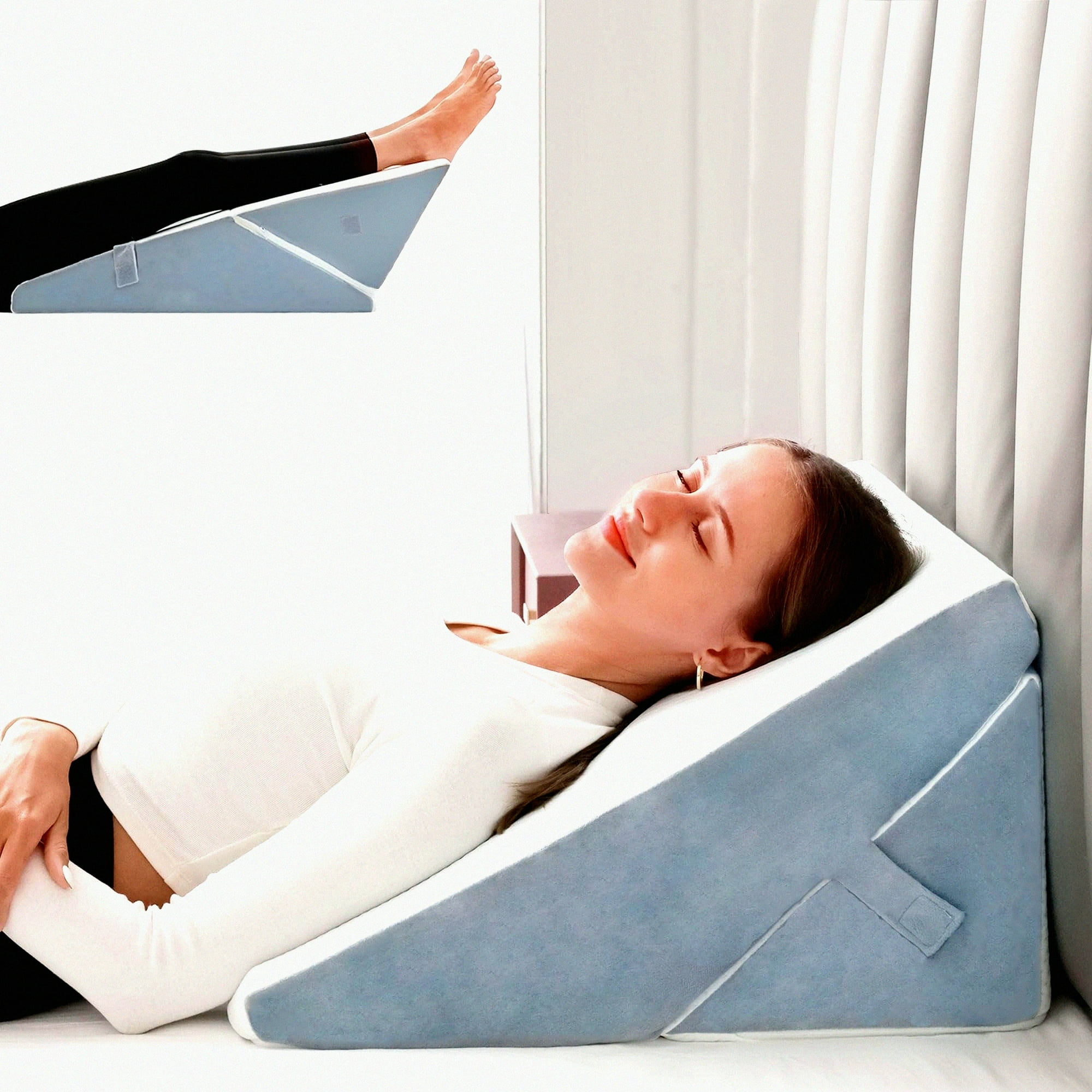 AdjustaSleep Memory Foam Wedge Pillow 7 in 1 Bed Wedge for Sleeping Post Surgery Recovery Acid Reflux Relief Gerd Snoring 9 12 Inch Adjustable