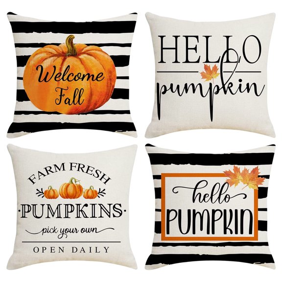 Thsue 4Pcs Fall Pillows Autumn Farmhouse Fall Outdoor Thanksgiving Decorative Fall Throw Pillow Covers Fall Decorations For Home Fall Decor Pillow Covers