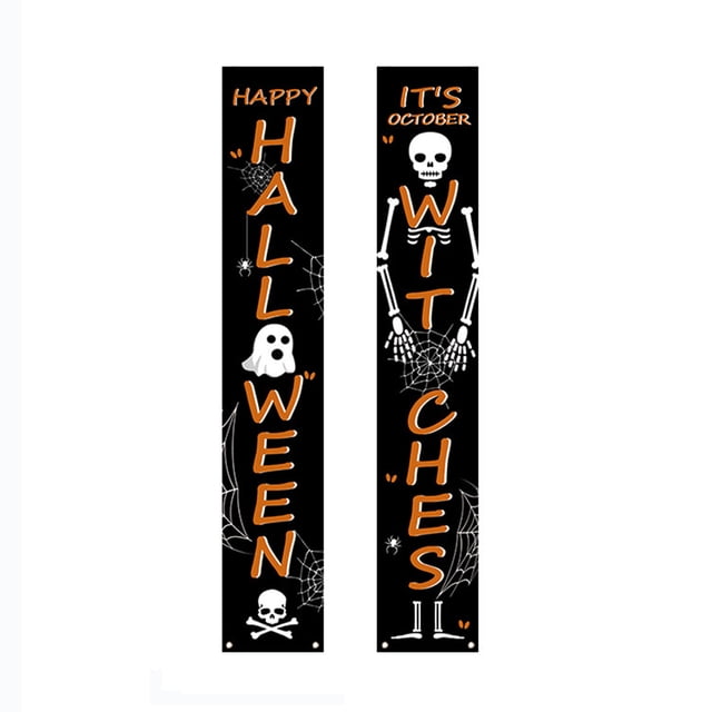 Mom's Best Carteles colgantes de bienvenida para puerta de entrada al aire libre de Halloween