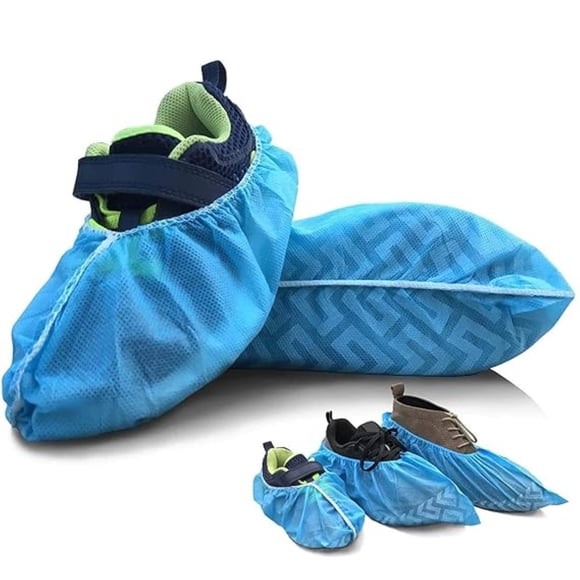 Refurbished ELEpure Shoe Covers Disposable Non Slip for Kids 50Pack (25Pairs) Non-woven Fabric Stretchable Durable - Fit US Children's 8-13.5/1-4 Blue (Small)