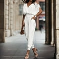 thumbnail image 3 of Aayomet Dressy Jumpsuits For Women Womens Pants V Neck Pocket Jumpsuit Elastic Waist Casual Pants,White M, 3 of 5