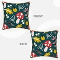 thumbnail image 3 of Kll Cartoon Leaf Mushroom Red Decorative Throw Pillow Covers Velvet Soft For Couch Sofa Bedroom Living Room Outdoor -20"X20", 3 of 8