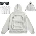 thumbnail image 1 of Backpack Hoodie - Hoodie Backpack, Onerazy- Travelshell Hoodie, Sweatshirt Backpack Hoodies, Cardigan Lightweight(Light Grey,M), 1 of 6
