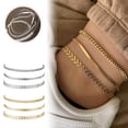 thumbnail image 4 of Women's Fashion Foot Chain Three Piece Set Flat Wheat Ear Chain Combination Foot Decoration Women's Foot Chain Set, 4 of 4