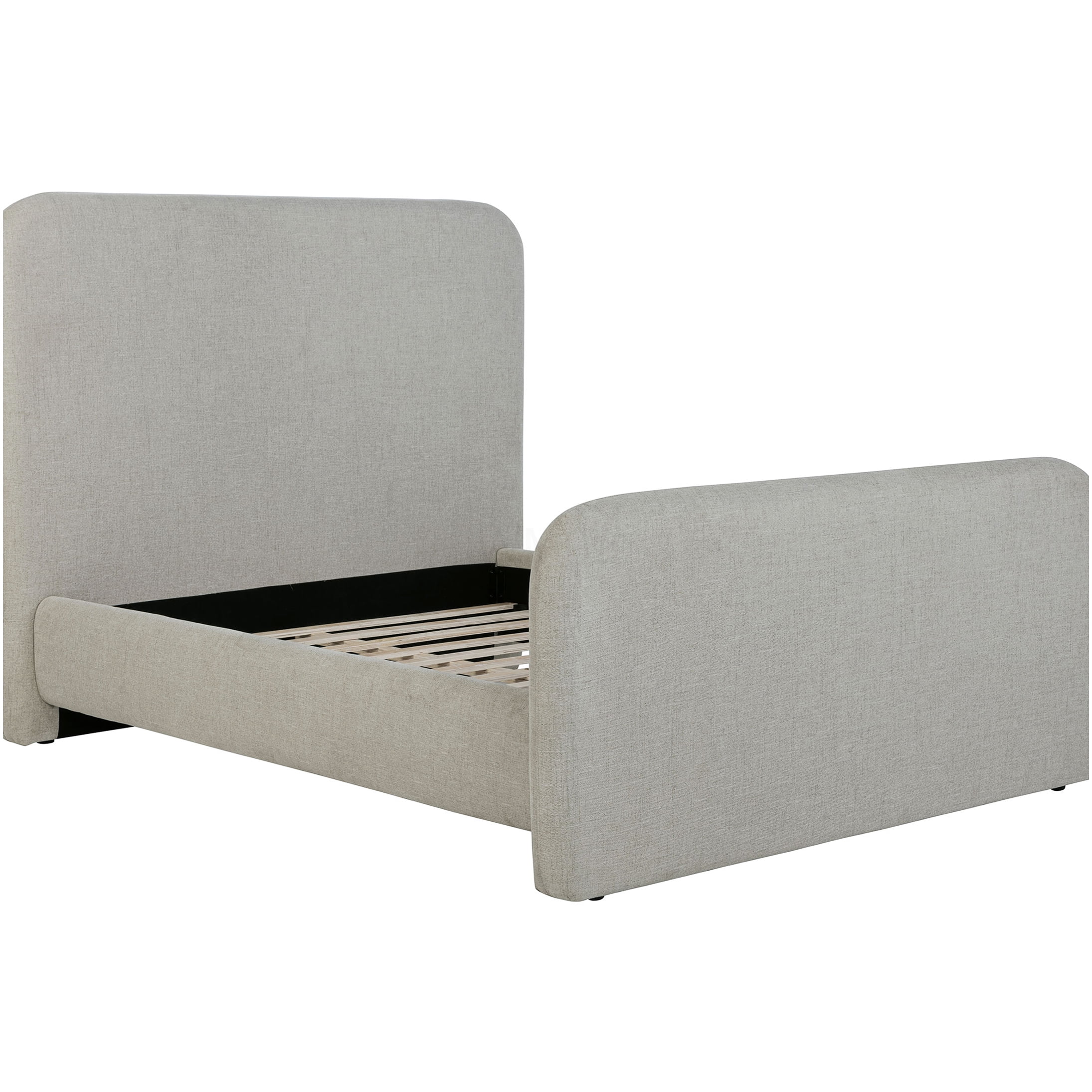 Modern Gray Upholstered Queen Platform Bed with Storage, Fabric Panel Bed Frame, No Box Spring Needed